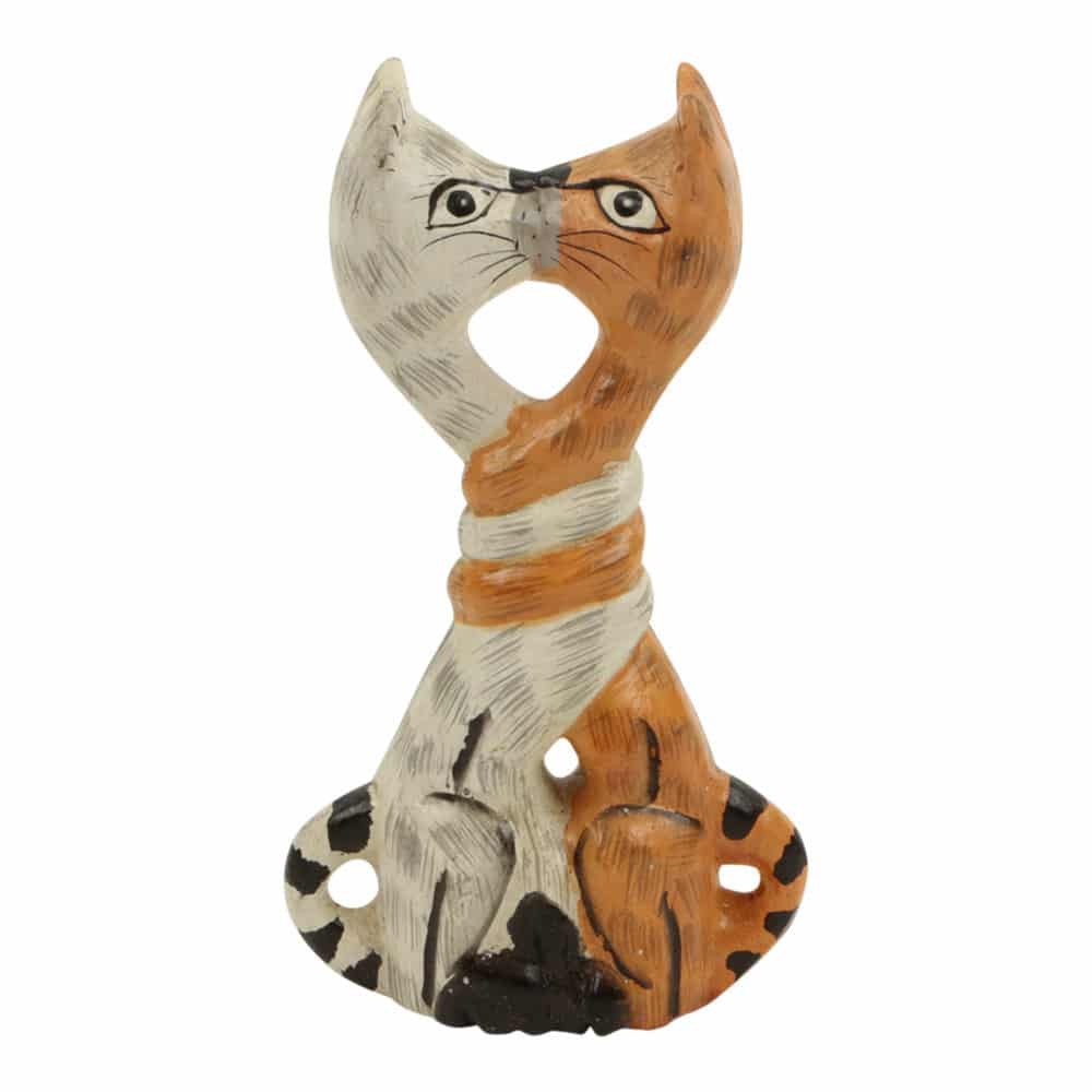 Statue aus Holz K-ssende Katzen (14 x 8 x 4 cm)