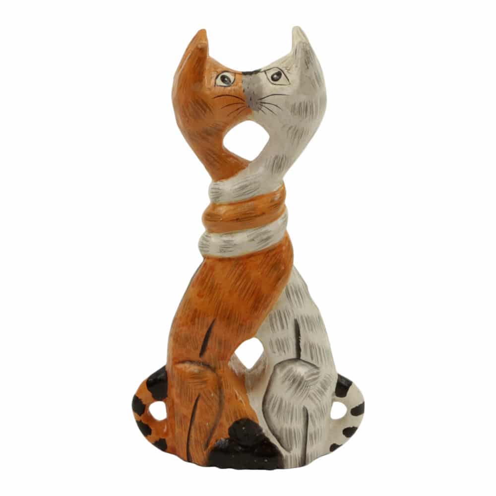 Statue aus Holz K-ssende Katzen (19 x 11 x 5 cm)