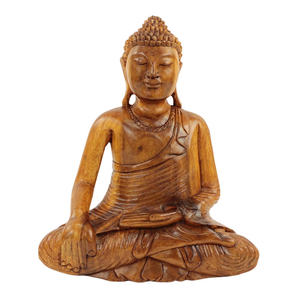 Statue aus Holz Meditierender Buddha (41 x 34 x 7 cm)