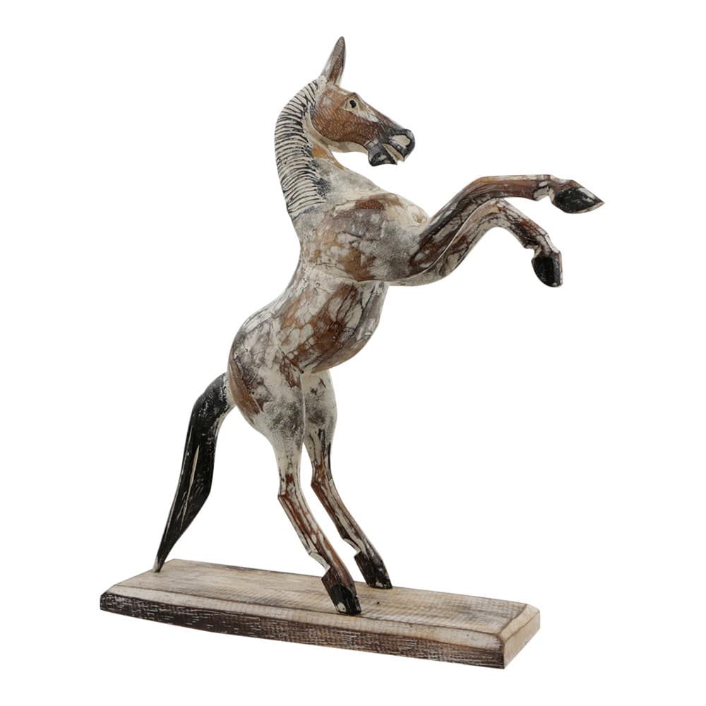 Statue aus Holz Pferd t-nzelnd (35 x 30 cm)