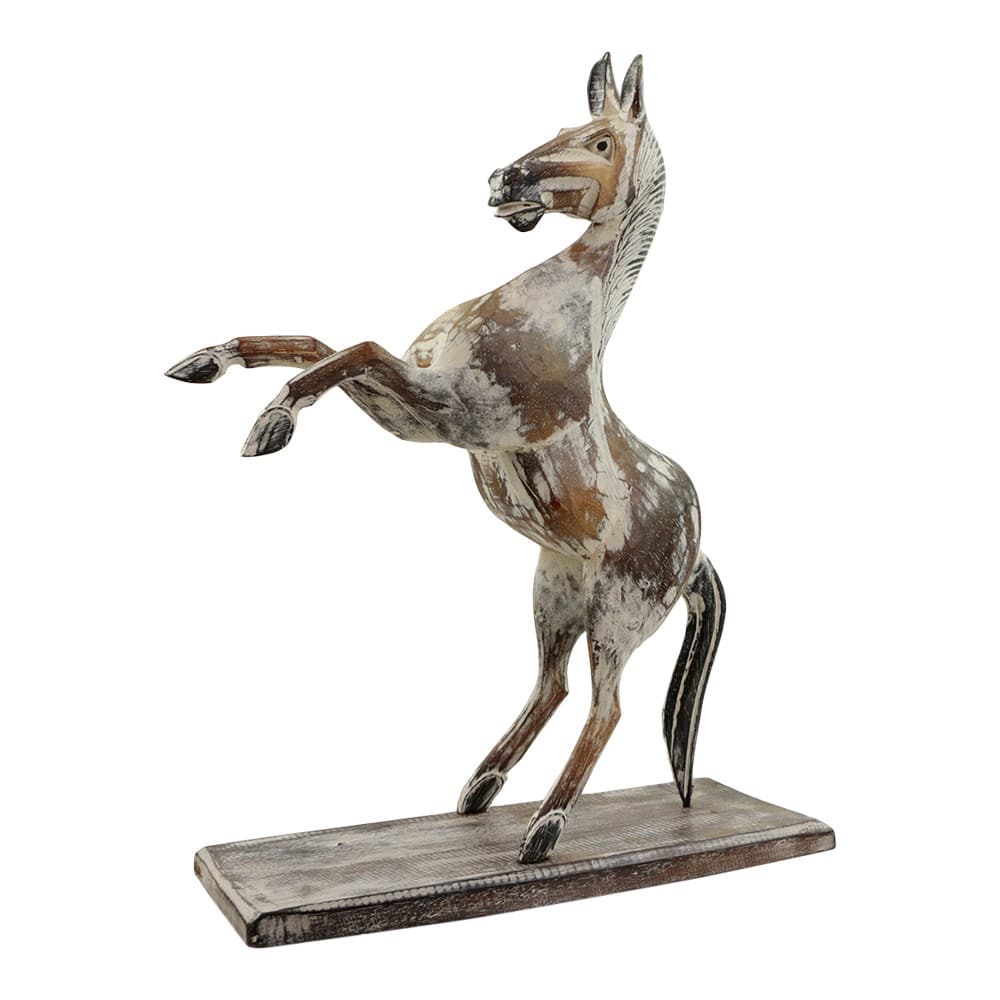 Statue aus Holz Pferd t-nzelnd (42 x 33 cm)