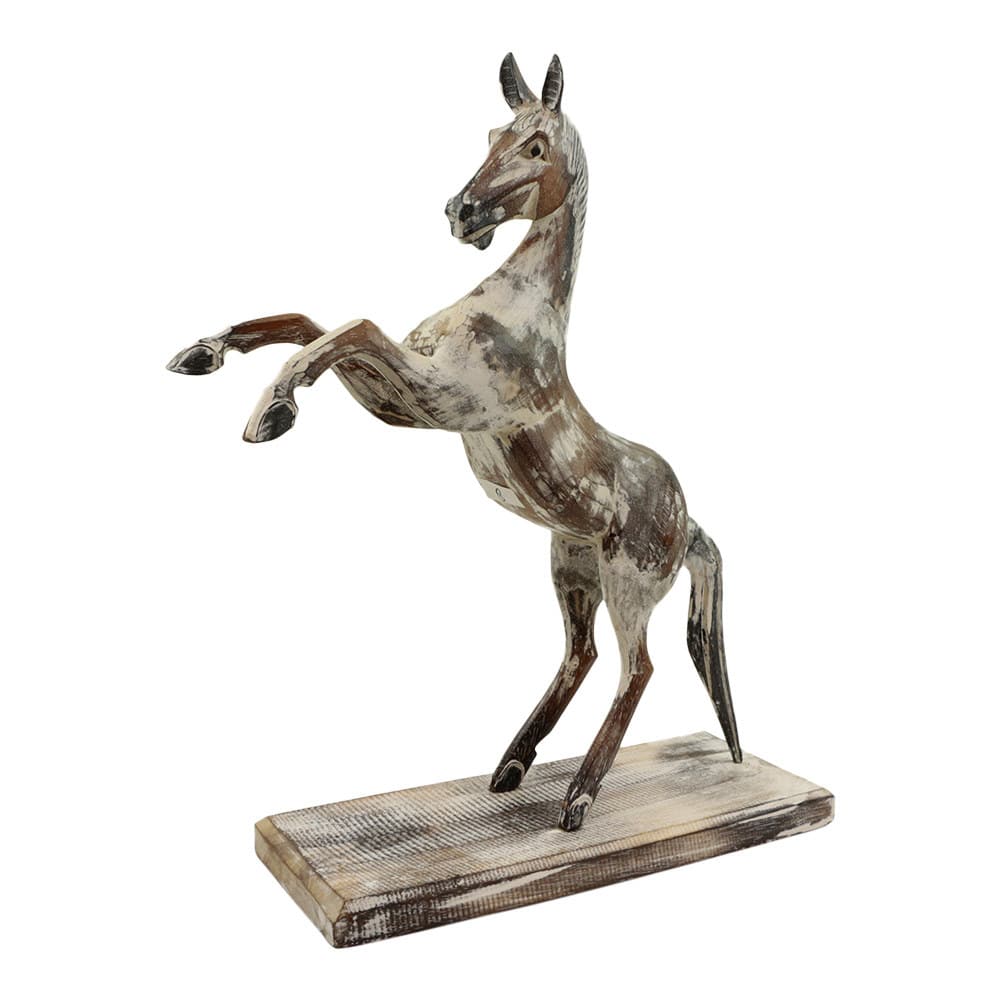 Statue aus Holz Pferd t-nzelnd (50 x 37 cm)