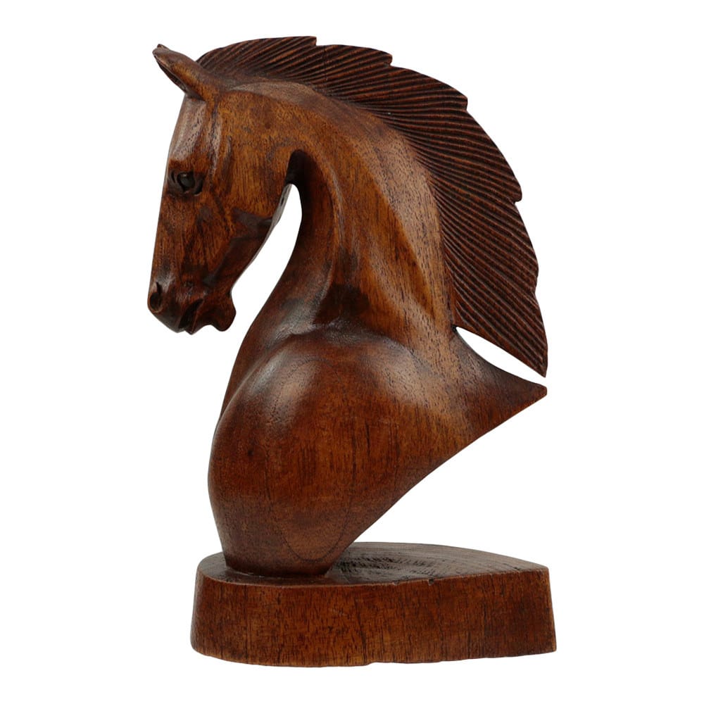 Statue aus Holz Pferdekopf (21 x 14 cm)