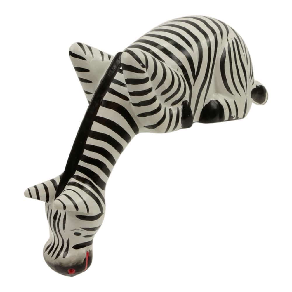 Statue aus Holz Zebra blickt nach unten (23 x 20 x 7 cm)