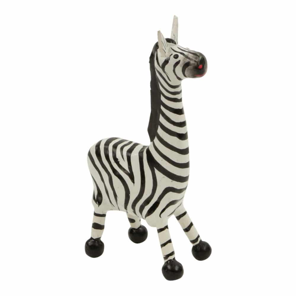 Statue aus Holz Zebra mit kurzen Beinen (14 x 7 x 4 cm)