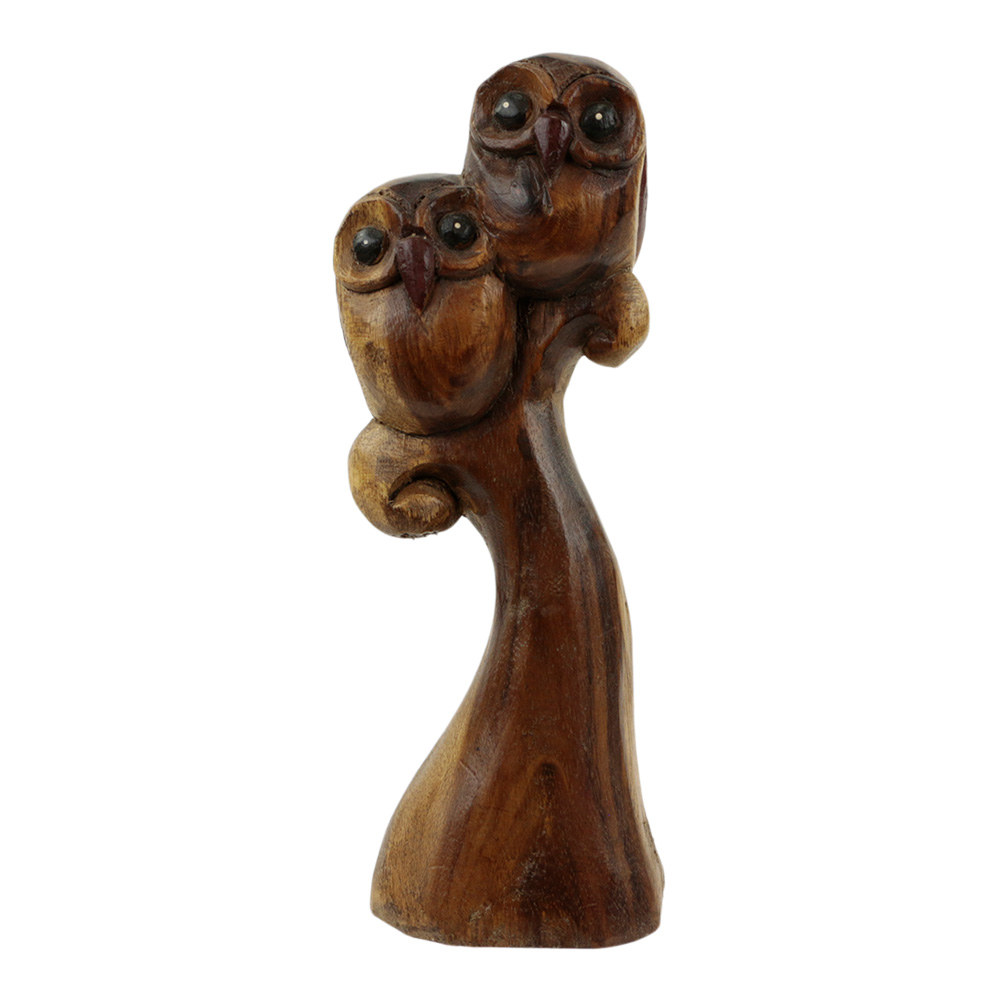 Statue aus Holz Zwei Eulen auf einem Ast (26 cm) unter Home & Living - Dekoration & Atmosph?re