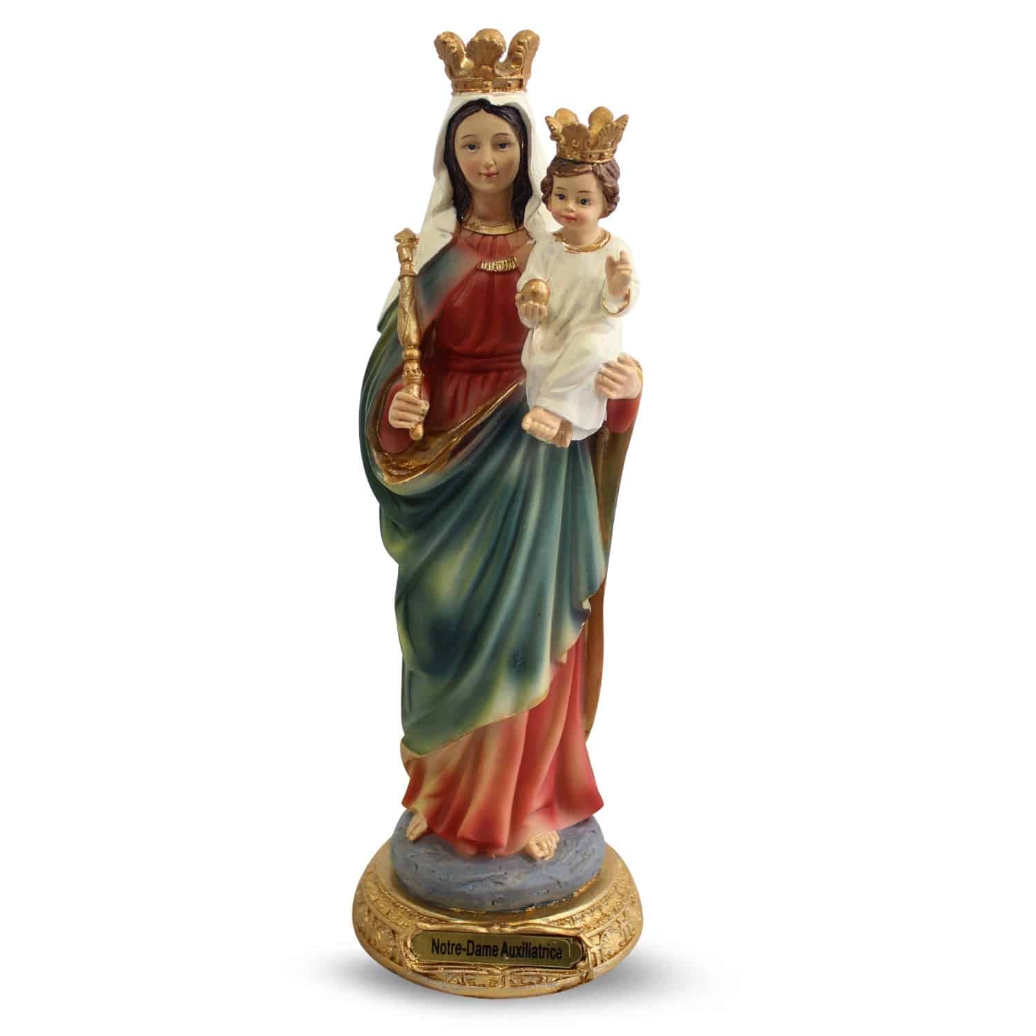 Statue der Mutter Maria mit Kind Jesu und Krone (22 cm) unter Home & Living - Spirituelle Figuren - Christliche Figuren - Marienstatuen