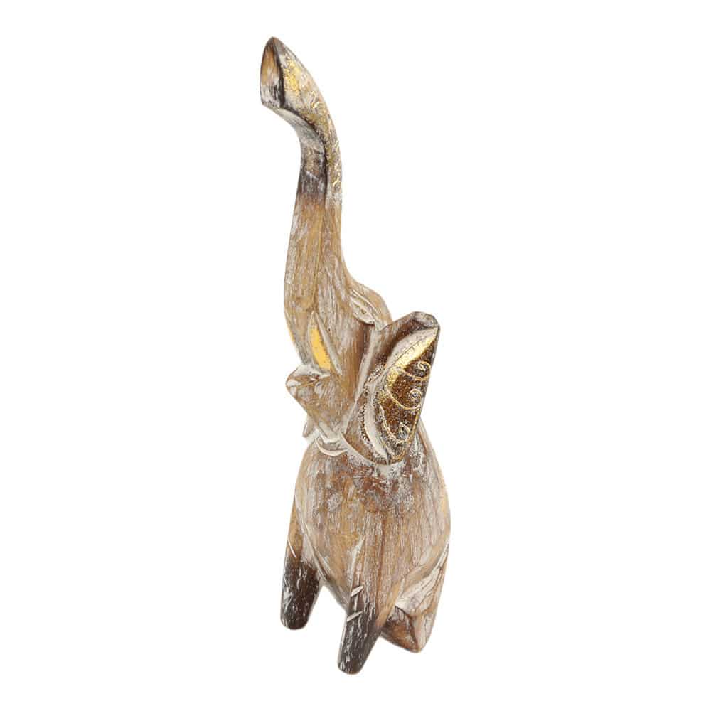 Statue Elefant aus Holz R-ssel oben Natur (33 x 11 x 8 cm)