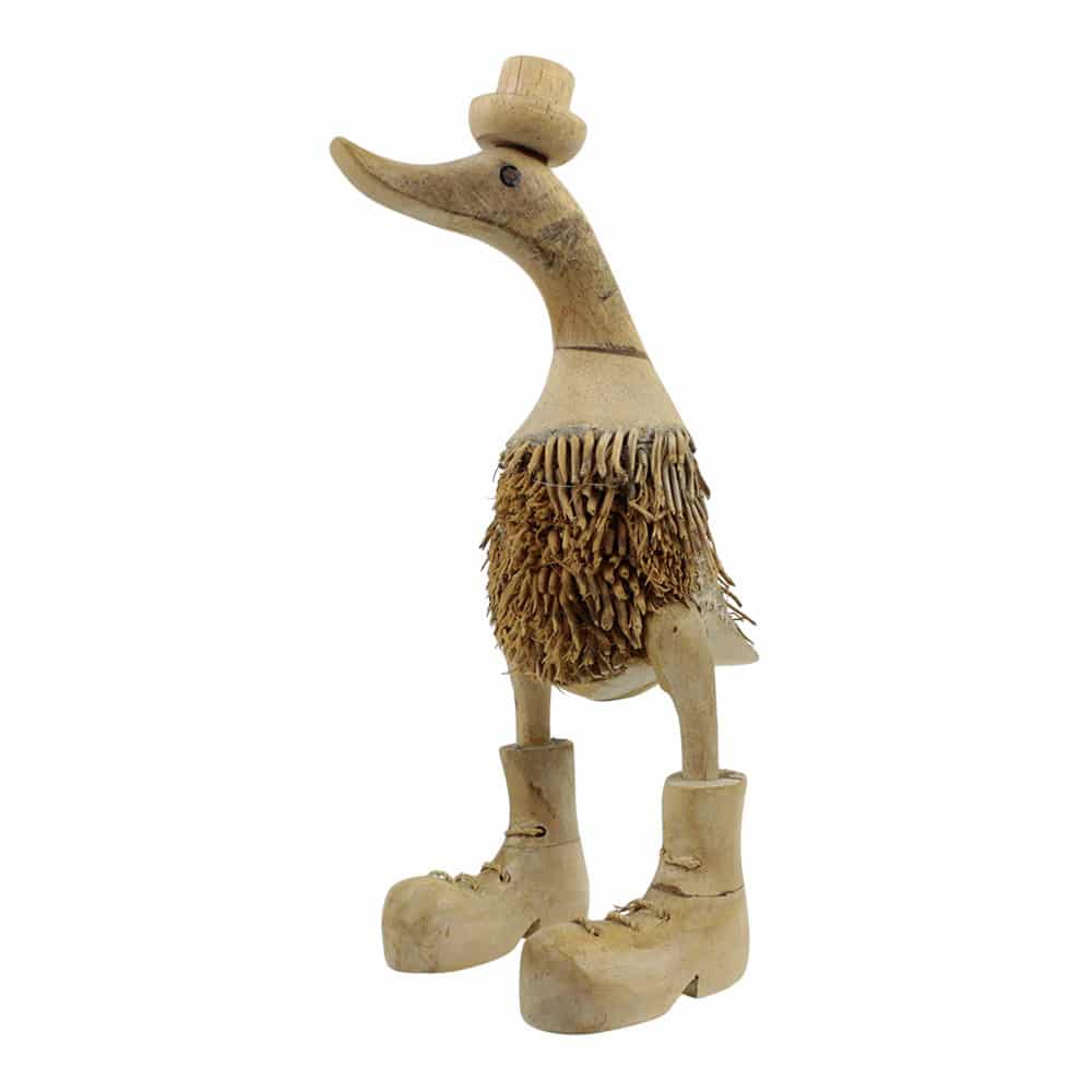 Statue Ente aus Holz Natur (28 x 14 cm)