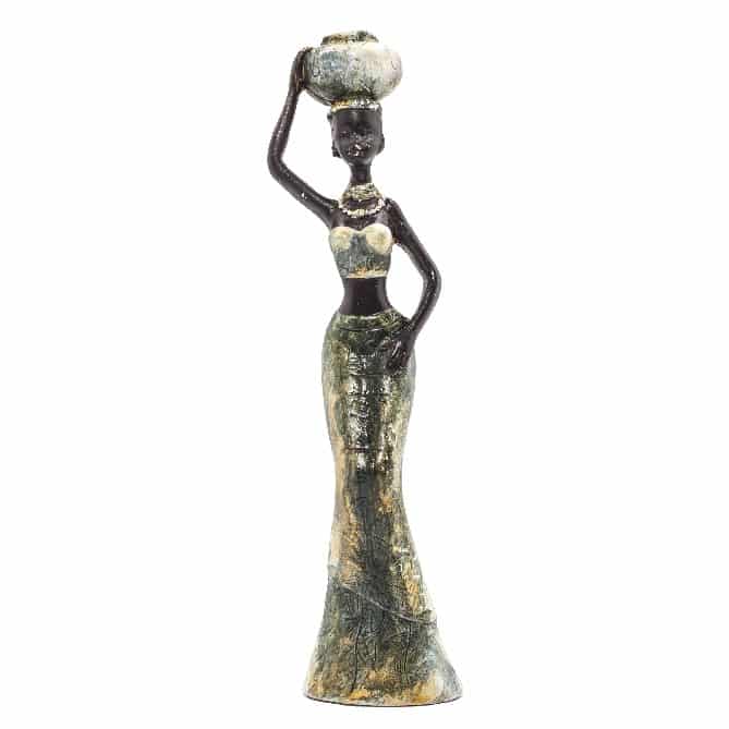 Statue Polystone Afrikanische Frau mit Kind (16-5 cm)