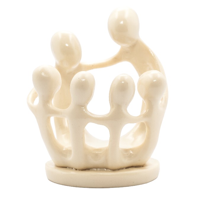 Statue Polystone Familie mit 6 Personen Weiss (9 cm)