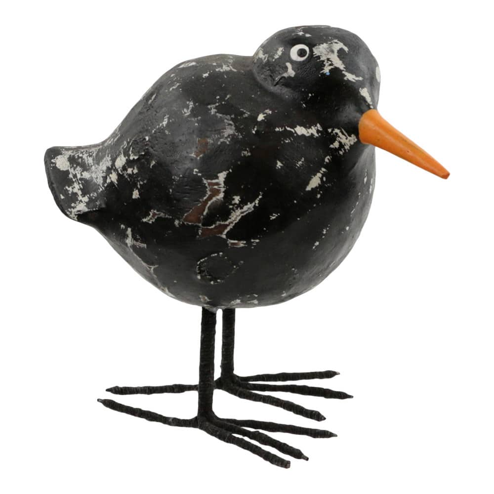 Statue Vogel aus Holz Rund - Schwarz