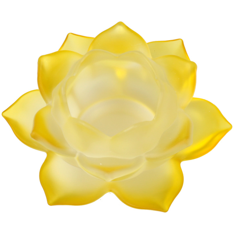 Stimmungsvoller Teelichthalter Lotus Glas gelb