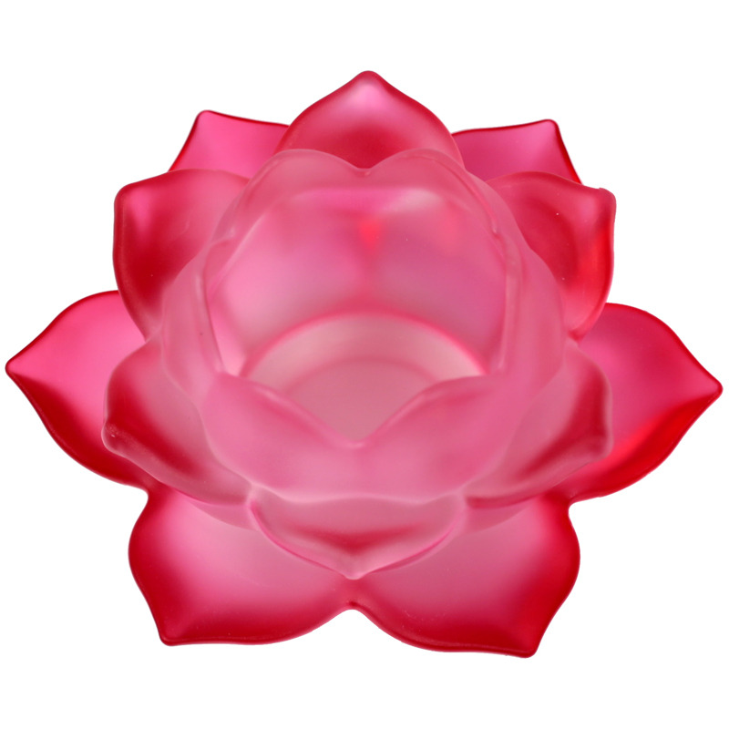 Stimmungsvoller Teelichthalter Lotus Glas rot