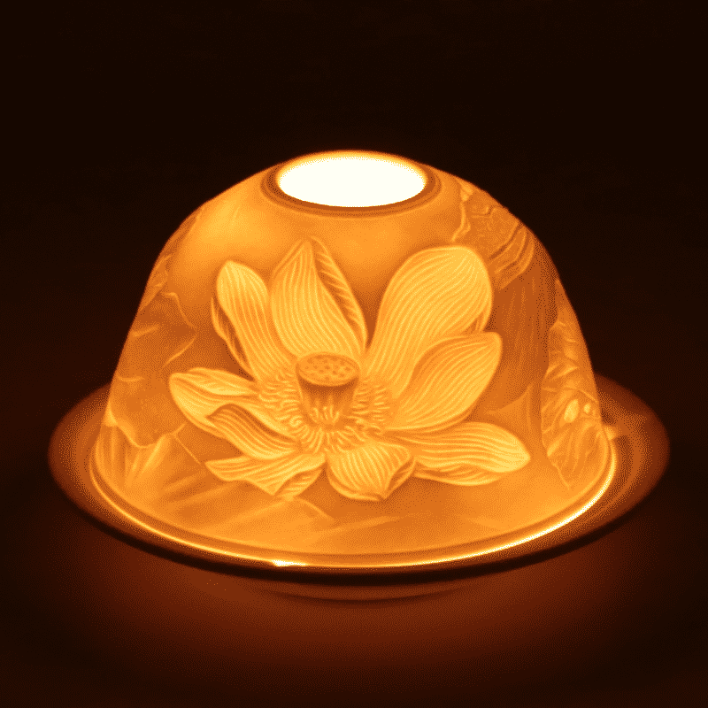 Stimmungsvoller Teelichthalter Porzellan Lotus
