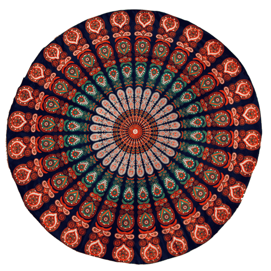 Strandtuch Mandala-Design (blau-orange)