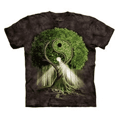 T-Shirt Mountain Artwear Yin Yang Baum (Gr-e L- schwarz)