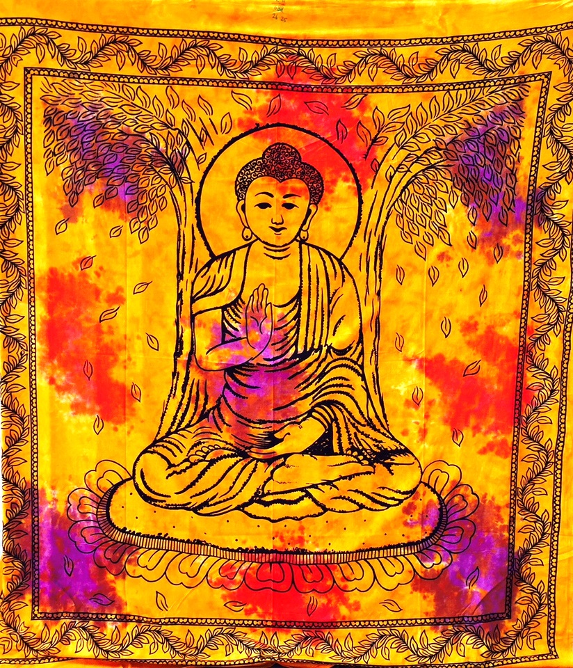 Tagesdecke- Wandtuch aus Baumwolle Buddha (mehrfarbig)