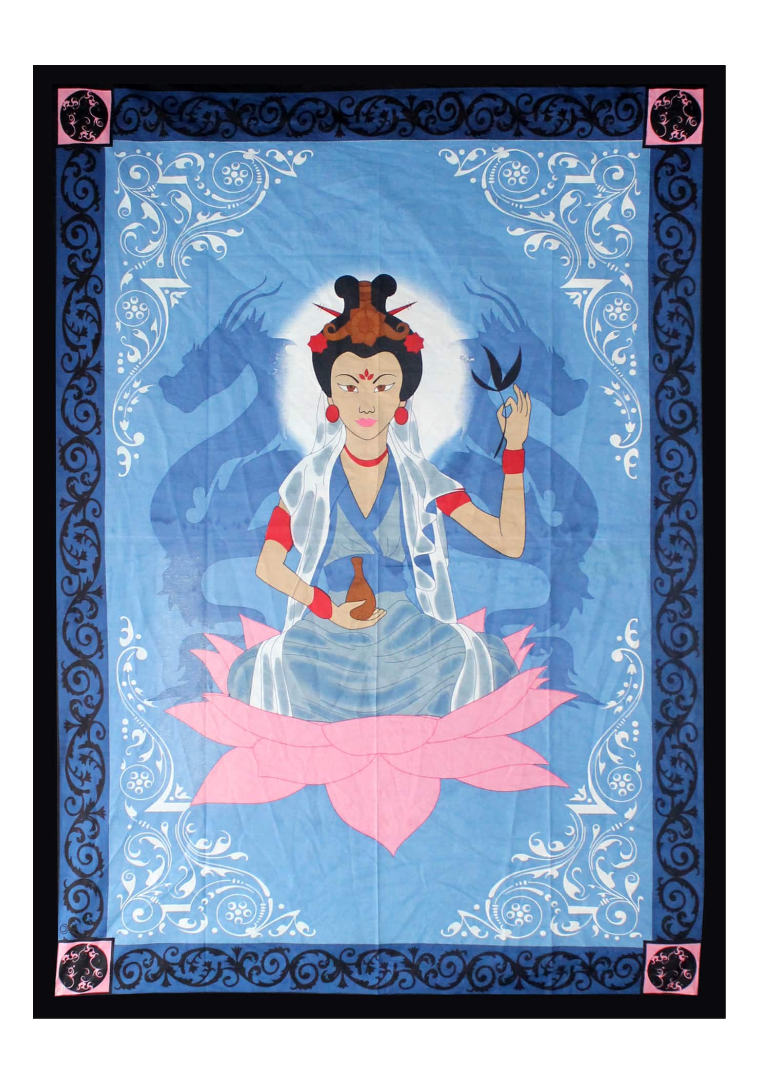 Tagesdecke- Wandtuch aus Baumwolle Kwan Yin