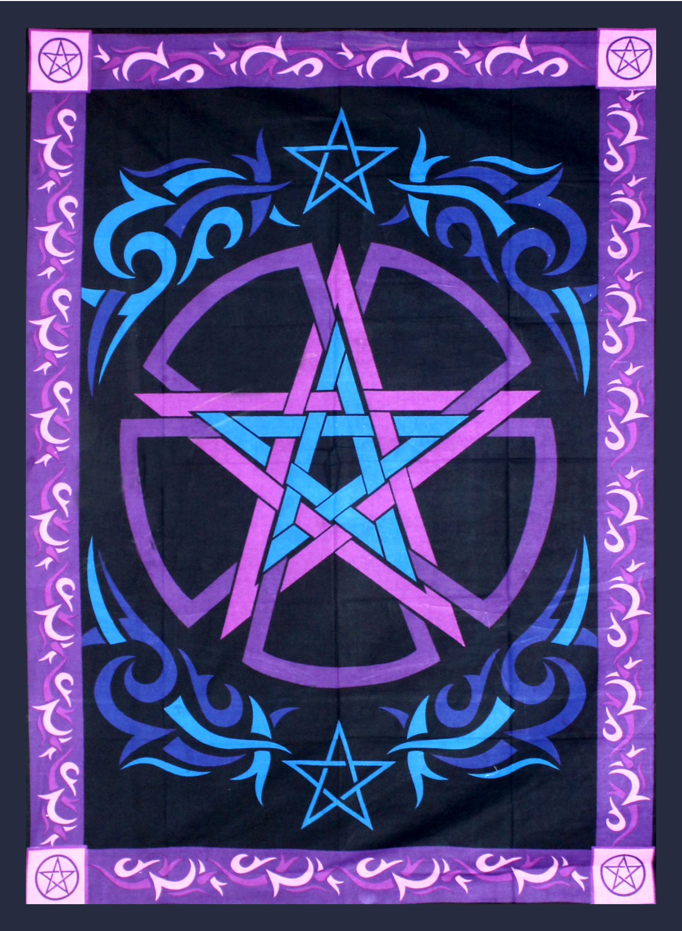 Tagesdecke- Wandtuch aus Baumwolle Pentagramm