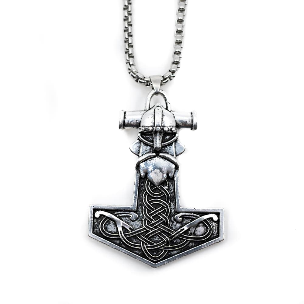 Talisman Wikinger Thors Hammer mit Wikingerkopf unter Schmuck - Gl?cksanh?nger - Talismane und Amulette - Schmuck - Wikingerschmuck - Wikinger-Anh?nger