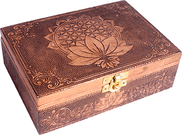 Tarotbox mit Wei-metall - Blume des Lebens - Lotus (verkupfert)