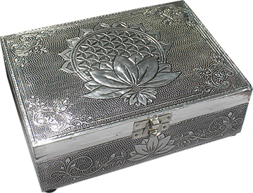 Tarotbox mit Wei-metall - Flower of Life und Lotus unter Home & Living - Schmuckk?sten - Schmuckschatullen - Spiritualit?t - Wicca & Tarot - Tarot-Dose