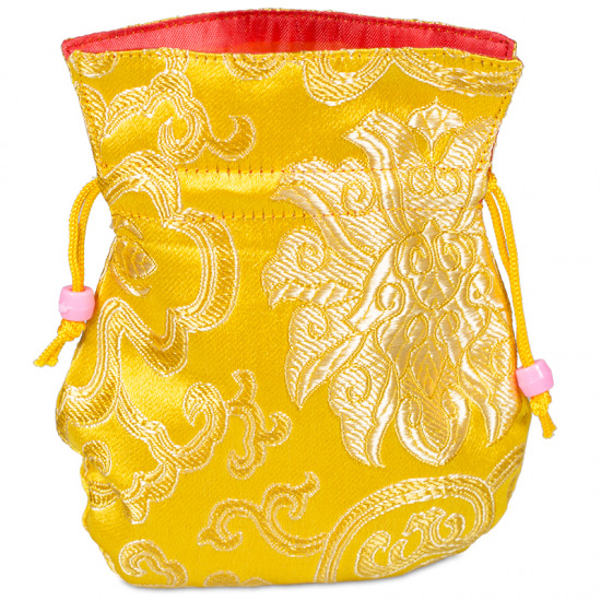 Tasche aus Brokat (gelb mit rot gef-ttert)