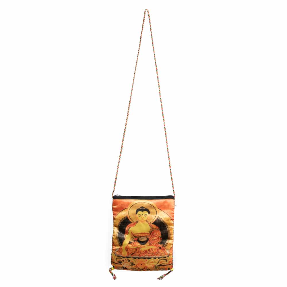 Tasche Baumwolle mit Buddha und Reissverschluss (21 x 17 cm)