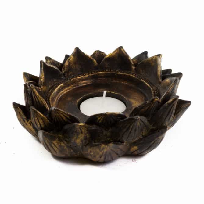 Teelichthalter Lotus aus Polystone (14 cm)