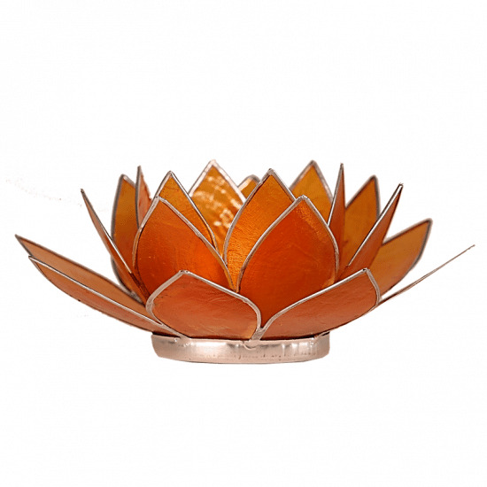 Teelichthalter - Lotusblume 2- Chakra (atmosph-risches Licht- silberner Rand- orange)
