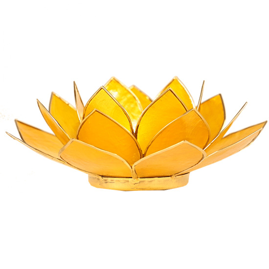 Teelichthalter - Lotusblume 3- Chakra (Stimmungslicht- goldener Rand- gelb)
