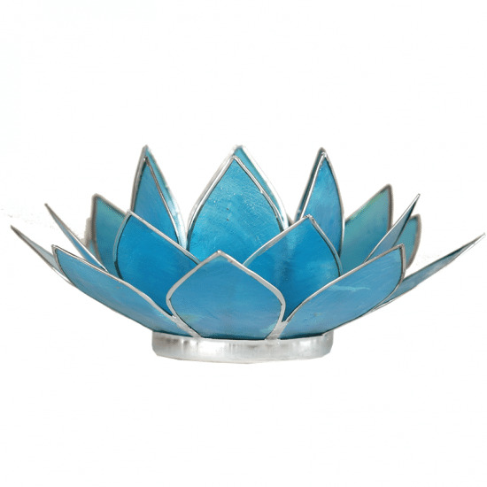 Teelichthalter - Lotusblume 5- Chakra (atmosph-risches Licht- silberner Rand)