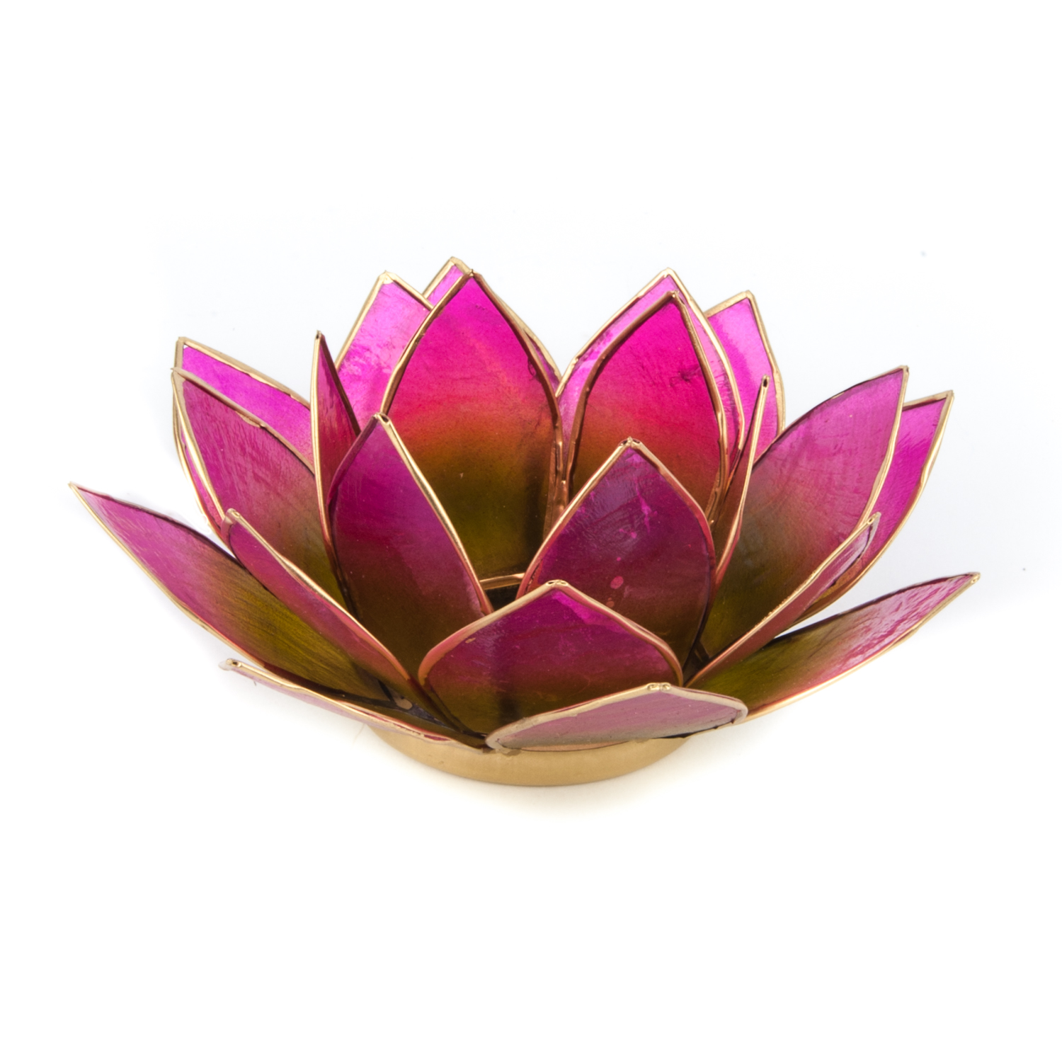 Teelichthalter - Lotusblume (atmosph-risches Licht- gr-n-rosa- zweifarbig)