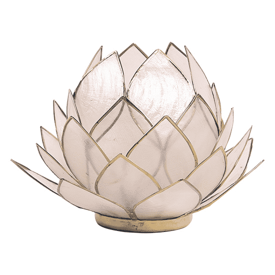 Teelichthalter - Lotusblume (atmosph-risches Licht- naturellfarbend- goldrand- gro-)