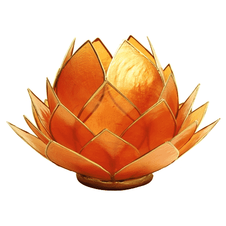 Teelichthalter - Lotusblume (atmosph-risches Licht- orange- goldener Rand- gro-)