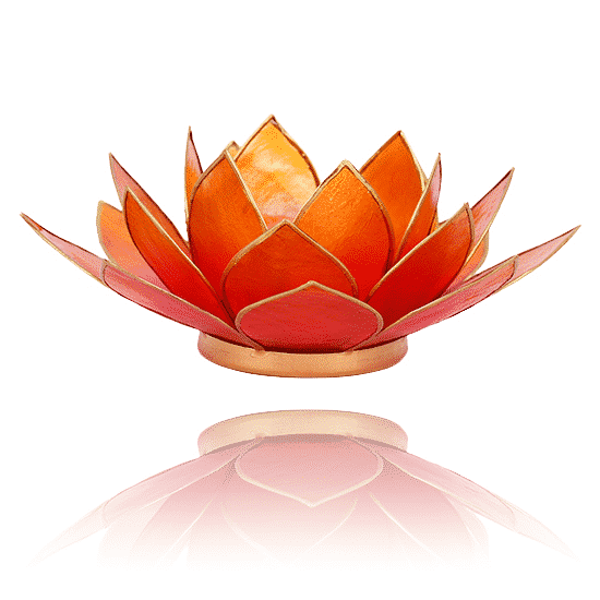 Teelichthalter - Lotusblume (atmosph-risches Licht- rosa-orange- zweifarbig)