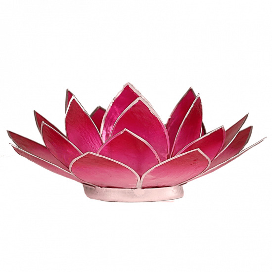 Teelichthalter - Lotusblume (atmosph-risches Licht- rosafarben- silberner Rand)