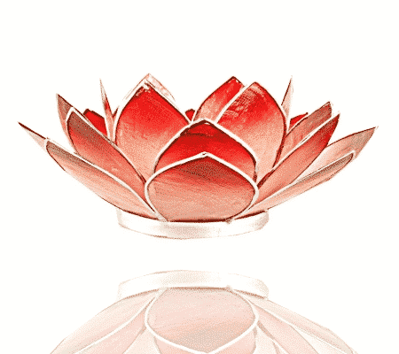 Teelichthalter - Lotusblume (atmosph-risches Licht- rot-rosafarbend- goldener Rand)