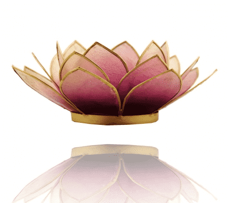 Teelichthalter - Lotusblume (atmosph-risches Licht- violett- goldener Rand)