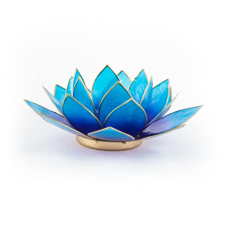 Teelichthalter - Lotusblume (Stimmungslicht- blau-violett)