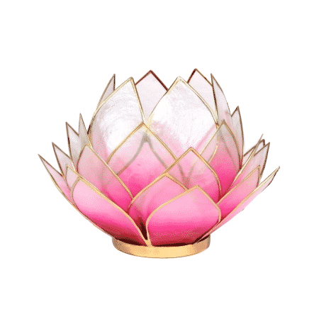 Teelichthalter - Lotusblume (Stimmungslicht- rot-rosafarbend- goldener Rand- gro-)