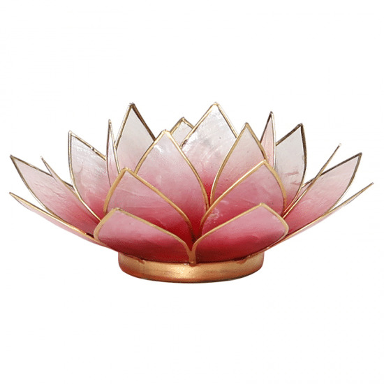 Teelichthalter - Lotusblume (Stimmungslicht- rot-rosafarbend- goldener Rand)