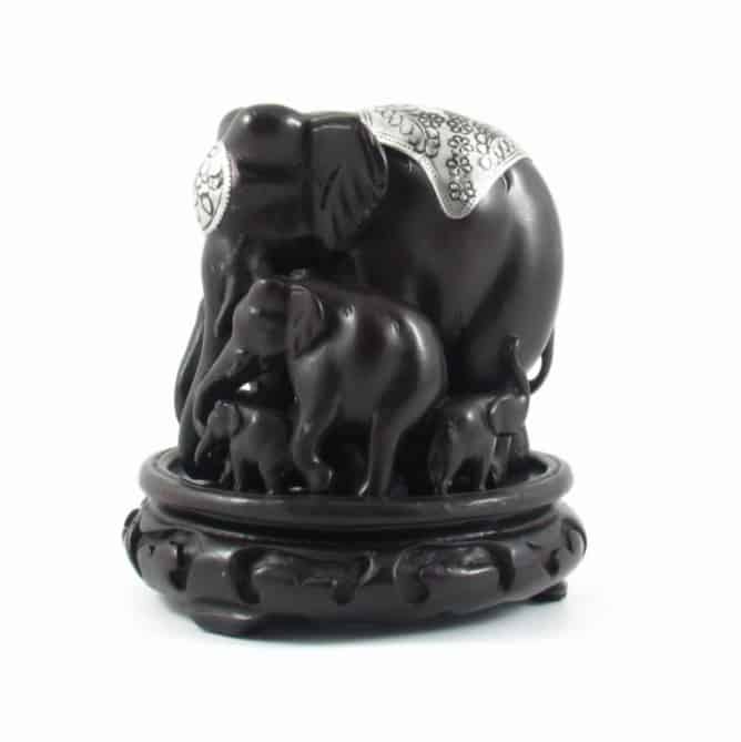 Teelichthalter Polystone Elefant mit Jungtier (14 cm)