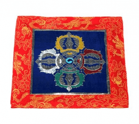 Tibetische Tempeldecke Doppel Dorje Brokat (21 x 21 cm)