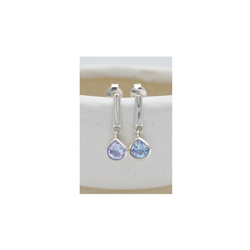 Topas-Ohrringe Blau Silber