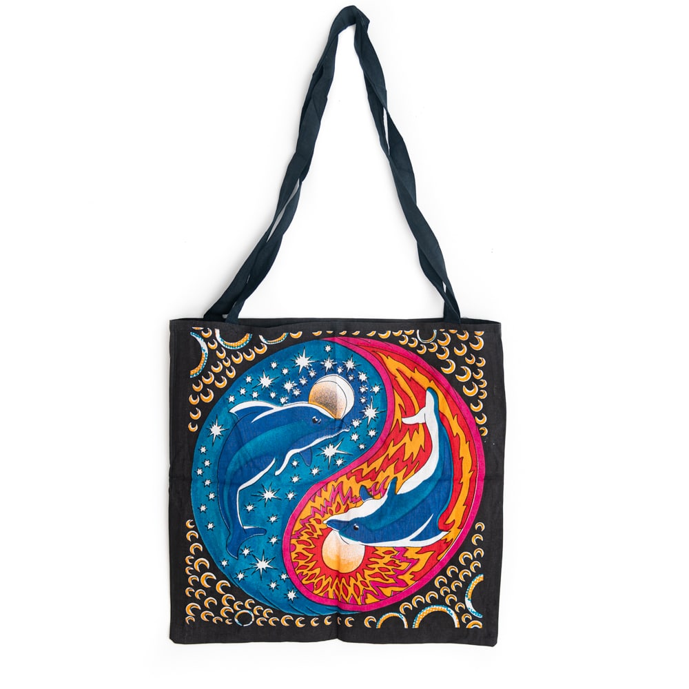 Tragetasche Baumwolle - Yin-Yang-Delfine (45 cm) unter Textilien - Taschen