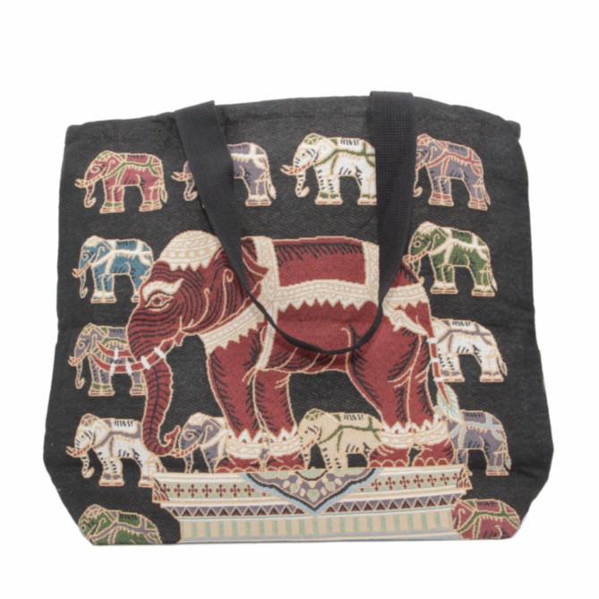 Umh-ngetasche aus Baumwolle Elefant Schwarz (44 x 46 cm)