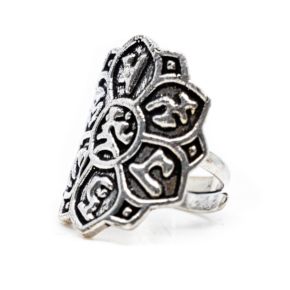 Verstellbarer Ring Lotus Messing Silber (25 mm) unter Schmuck - Boho Schmuck - Boho Ringe - Schmuck - Tibetischer Schmuck - Tibetische Ringe