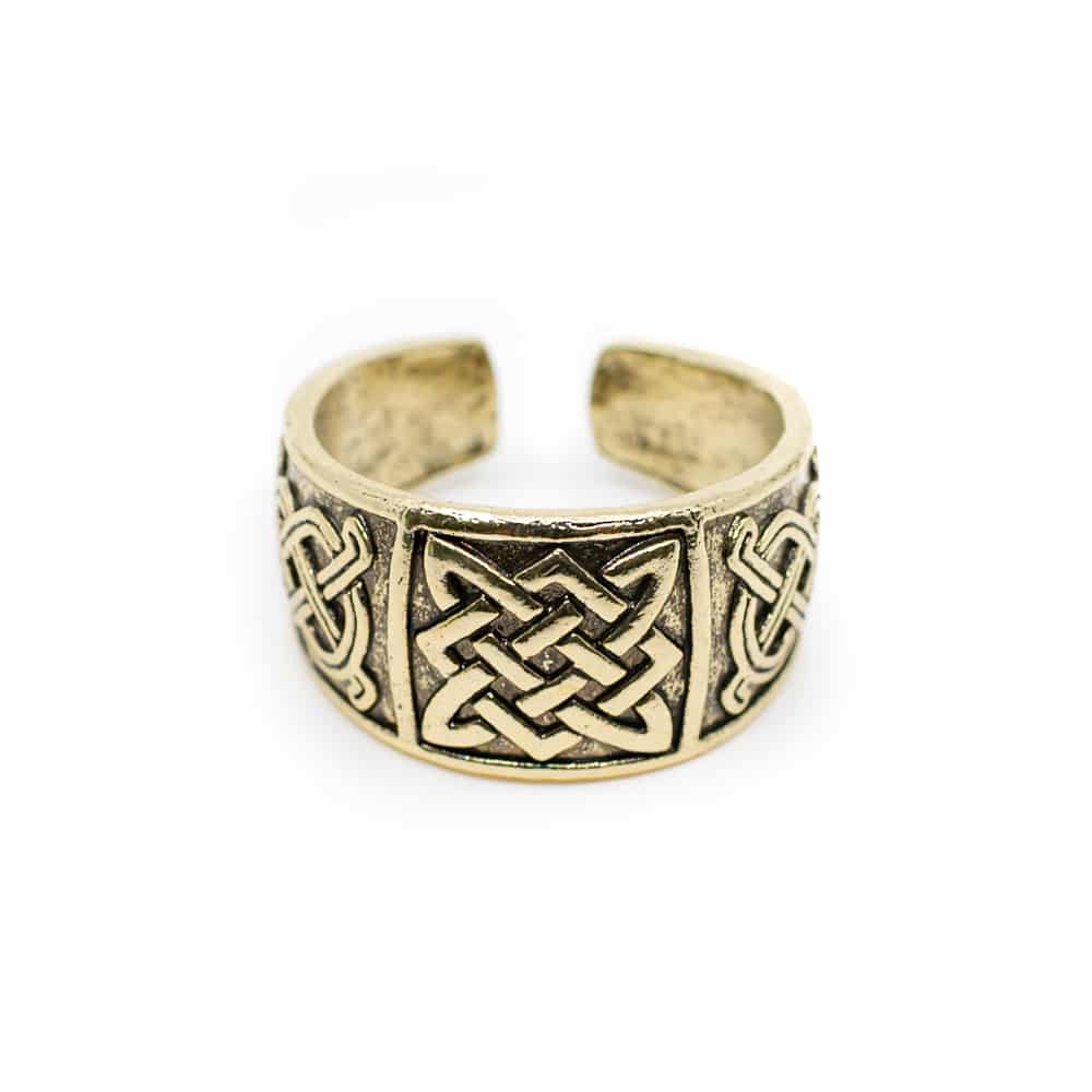 Verstellbarer Wikinger-Ring Keltischer Knoten Goldfarben